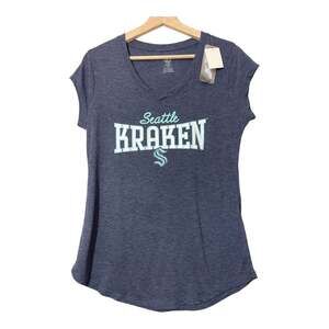 Seattle Kraken NHL Hockey Womens T-Shirt Short Sleeve V-Neck NEW Sz Small
